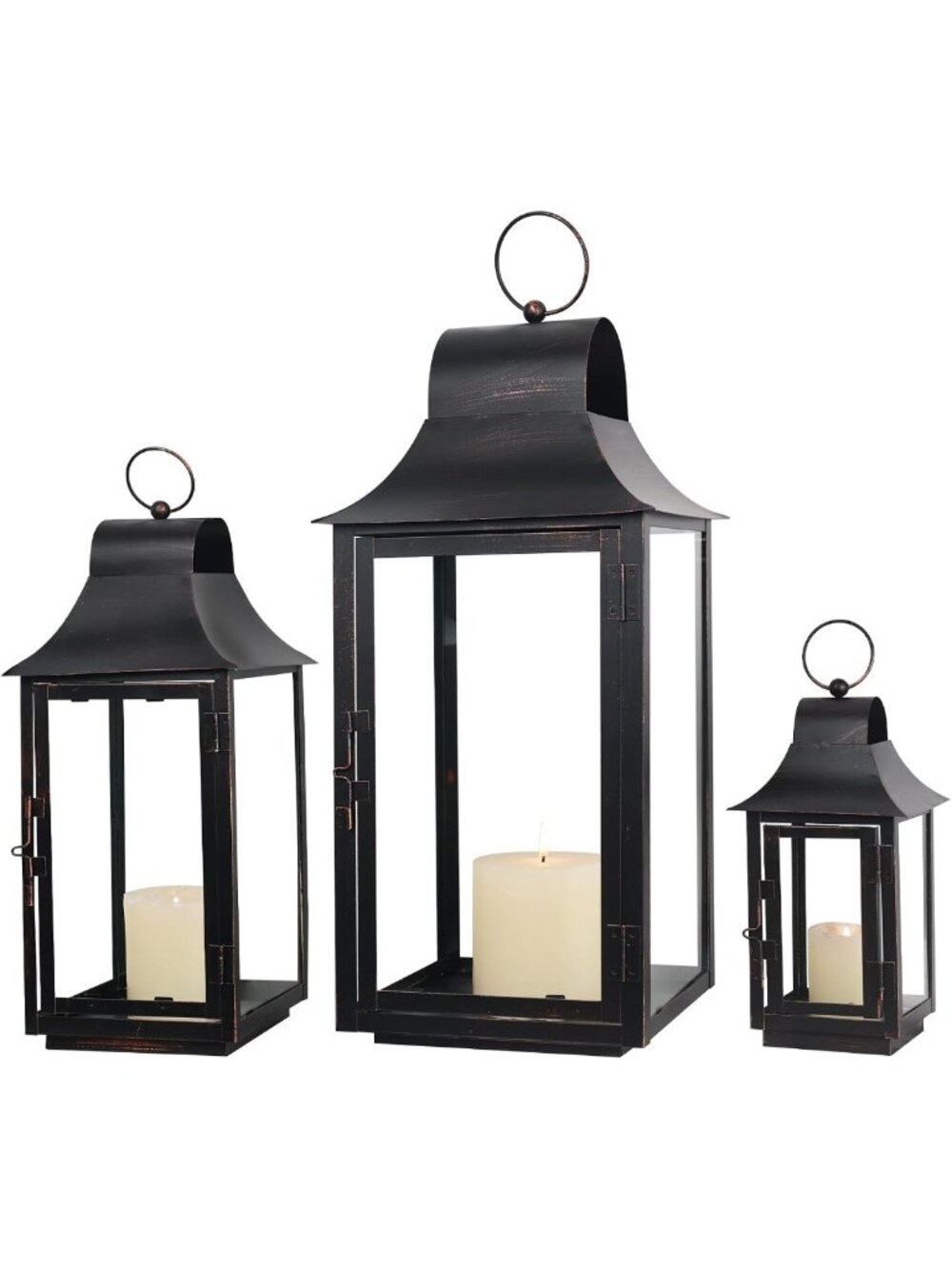 Large Decorative Lanterns for Indoor & Outdoor, Vintage Metal Candle Holders